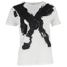 Camiseta estampada Saint Laurent x Bruce Connor en algodón blanco Blanco Crudo