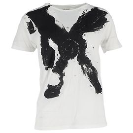 Saint Laurent x Bruce Connor bedrucktes T-Shirt aus weißer Baumwolle Weiß Roh