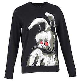 Alexander Mcqueen Evil Bunny Pullover aus schwarzer Baumwolle Schwarz