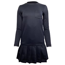 Robe mini plissée française Thom Browne en coton bleu marine Bleu Bleu Marine