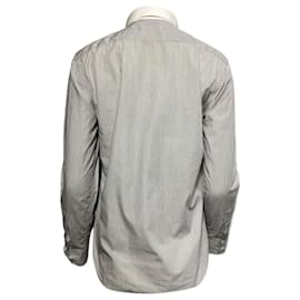 Saint Laurent- Saint Laurent Striped Long Sleeve Shirt in Black and White Cotton-White