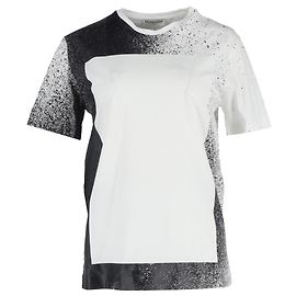 Camiseta de cuello redondo con efecto salpicadura Balenciaga en algodón negro y blanco Blanco Crudo
