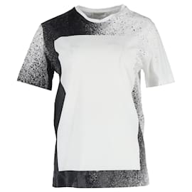 Balenciaga-Camiseta de gola redonda com efeito splash Balenciaga em algodão preto e branco-Branco,Cru
