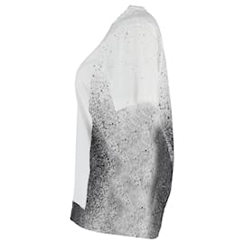 Balenciaga-Camiseta de gola redonda com efeito splash Balenciaga em algodão preto e branco-Branco,Cru