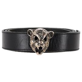 Cinturón de cuero negro con pulsera Panther de Saint Laurent Negro