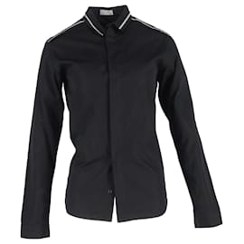 Dior- Dior Stripe Detail Long Sleeve Shirt in Black Cotton-Black