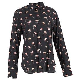 Camisa com estampa de flamingo Saint Laurent em viscose preta Multicor