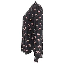 Saint Laurent-Chemise à imprimé flamant rose Saint Laurent en viscose noire-Noir