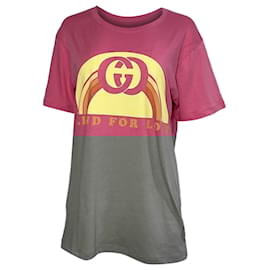 Gucci- Gucci Blind For Love Printed T-Shirt in Pink Cotton-Pink