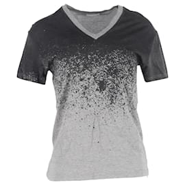 Dior- Dior Ombre V-Neck T-Shirt in Black and Grey Cotton-Grey