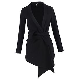 Dior Asymmetric Robe Peacoat in Black Wool Black