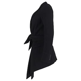 Dior- Dior Asymmetric Robe Peacoat in Black Wool-Black