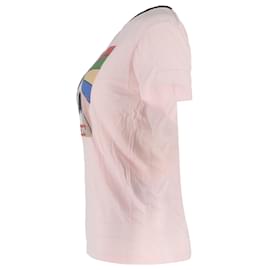 Saint Laurent-Saint Lauren Shark Print T-Shirt in Pink Cotton-Pink