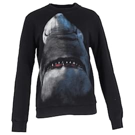 Pull en coton noir imprimé requin Givenchy Gris