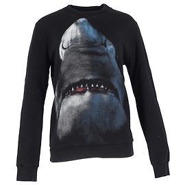 Suéter de cuello redondo negro de algodón con estampado de tiburón Givenchy Gris