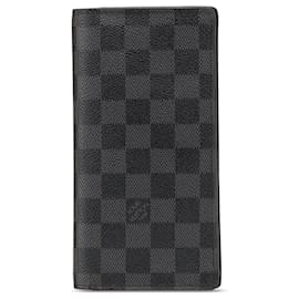 Louis Vuitton-Louis Vuitton Black Damier Graphite Pattern Brazza Wallet-Black
