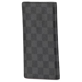 Louis Vuitton-Louis Vuitton Black Damier Graphite Pattern Brazza Wallet-Black