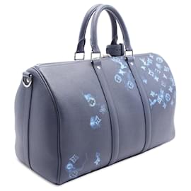 Louis Vuitton-Louis Vuitton Blue Monogram Ink Watercolor Keepall Bandouliere 40-Blue