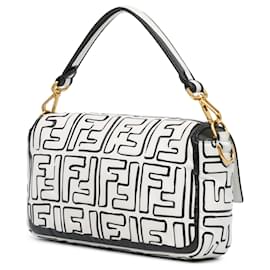 Fendi-Fendi White Joshua Vides California Sky Medium Embossed Baguette Satchel-White