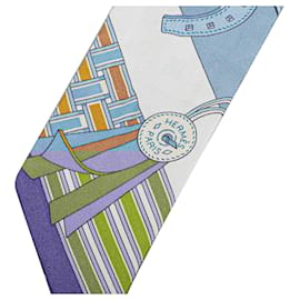 Hermès-Hermès Blue Brides et Gris-Gris Silk Twilly Scarf-Blue,Other