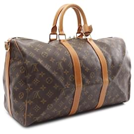Louis Vuitton-Louis Vuitton Brown Monogram Keepall Bandouliere 45-Brown