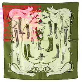 Hermès-Hermès Red A Propos de Bottes Silk Scarf-Red