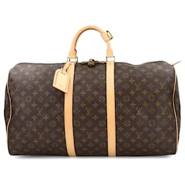 Louis Vuitton-Louis Vuitton Monogram Keepall 55 Boston Bag-Brown,Monogram