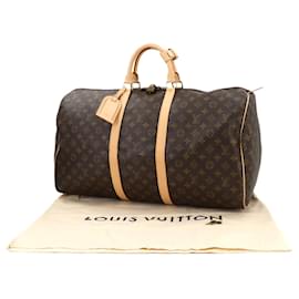 Louis Vuitton-Louis Vuitton Monogram Keepall 55 Boston Bag-Brown,Monogram