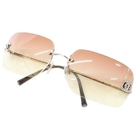 Óculos de sol Chanel CC Logo prata salmão rosa com strass Prata Rosa