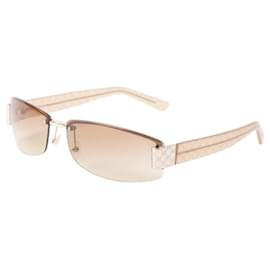 Gucci-Gucci Camel Brown Cream Rimless Silver Sunglasses 1799-Brown,Silvery,Cream,Camel