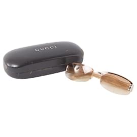 Gucci-Gucci Camel Brown Cream Rimless Silver Sunglasses 1799-Brown,Silvery,Cream,Camel
