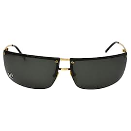 Gucci-Gucci Dark Navy Blue Gold Strass Rhinestone Logo Rimless Sunglasses GG2653-Golden,Navy blue