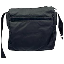 Prada-Prada Black Tessuto Nylon Logo Crossbody Shoulder Messenger Buckle Bag-Black