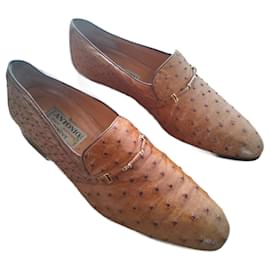 Autre Marque-Ostrich flats-Camel