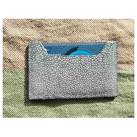Autre Marque-slim leather card holder wallet-Grey