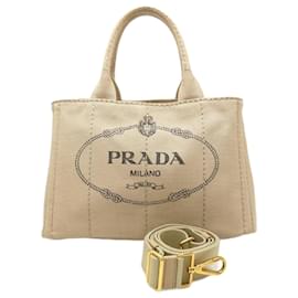 Prada-Prada Canapa Tote Handbag-Beige