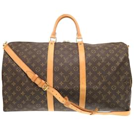 Louis Vuitton-Louis Vuitton Keepall Bandouliere 55 Monogram Boston Bag-Brown