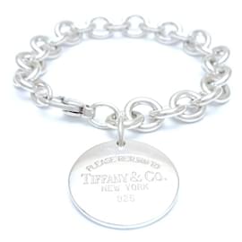 Tiffany & Co-Pulseira charm com tag redonda Tiffany-Prata