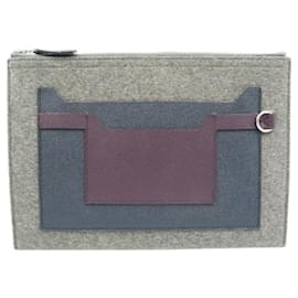 Hermès-Hermes Toudou 29 Clutch Bag-Blue,Dark red