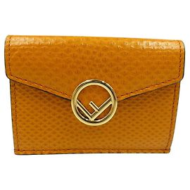 Fendi Fiz 8M0395 Karung Leather Yellow Tri-fold Wallet Yellow