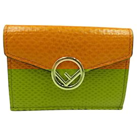 Fendi-Fendi Fiz 8M0395 Karung Leather Yellow Tri-fold Wallet-Yellow
