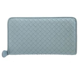 Bottega Veneta Intrecciato Leather Long Wallet Light blue