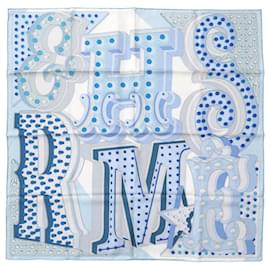Hermès-Hermes Carre 90 Electric Silk Blue Scarf-Brown,White,Blue