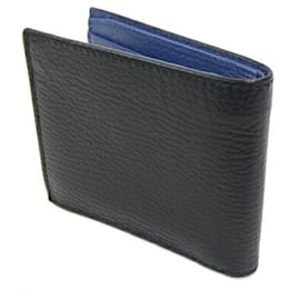 Gucci-Carteira dobrável Gucci em couro preto e azul-Preto,Azul