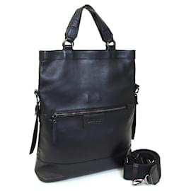 Burberry-Burberry Black Label Leather Shoulder Handbag-Black