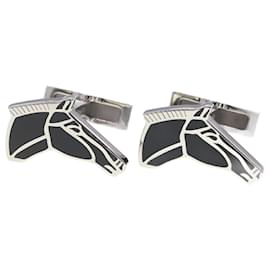 Hermès-Hermes Cufflinks Jolly Jumper in Silver and Black-Black,Silvery