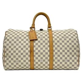 Louis Vuitton-Louis Vuitton Boston Bag Keepall 50-White,Beige