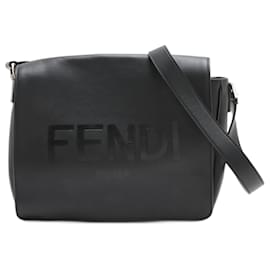 Fendi-Fendi Leather Shoulder Bag Tote in Black-Black