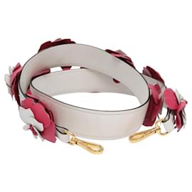 Prada-PRADA Flower Shoulder Strap Leather 40.2"" White Auth ki5474-White