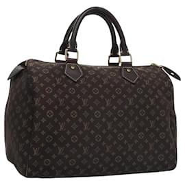 Louis Vuitton-LOUIS VUITTON Monogram Mini Lin Speedy 30 Bag Brown Ebene M95224 LV Auth BA534-Brown,Damier ebene